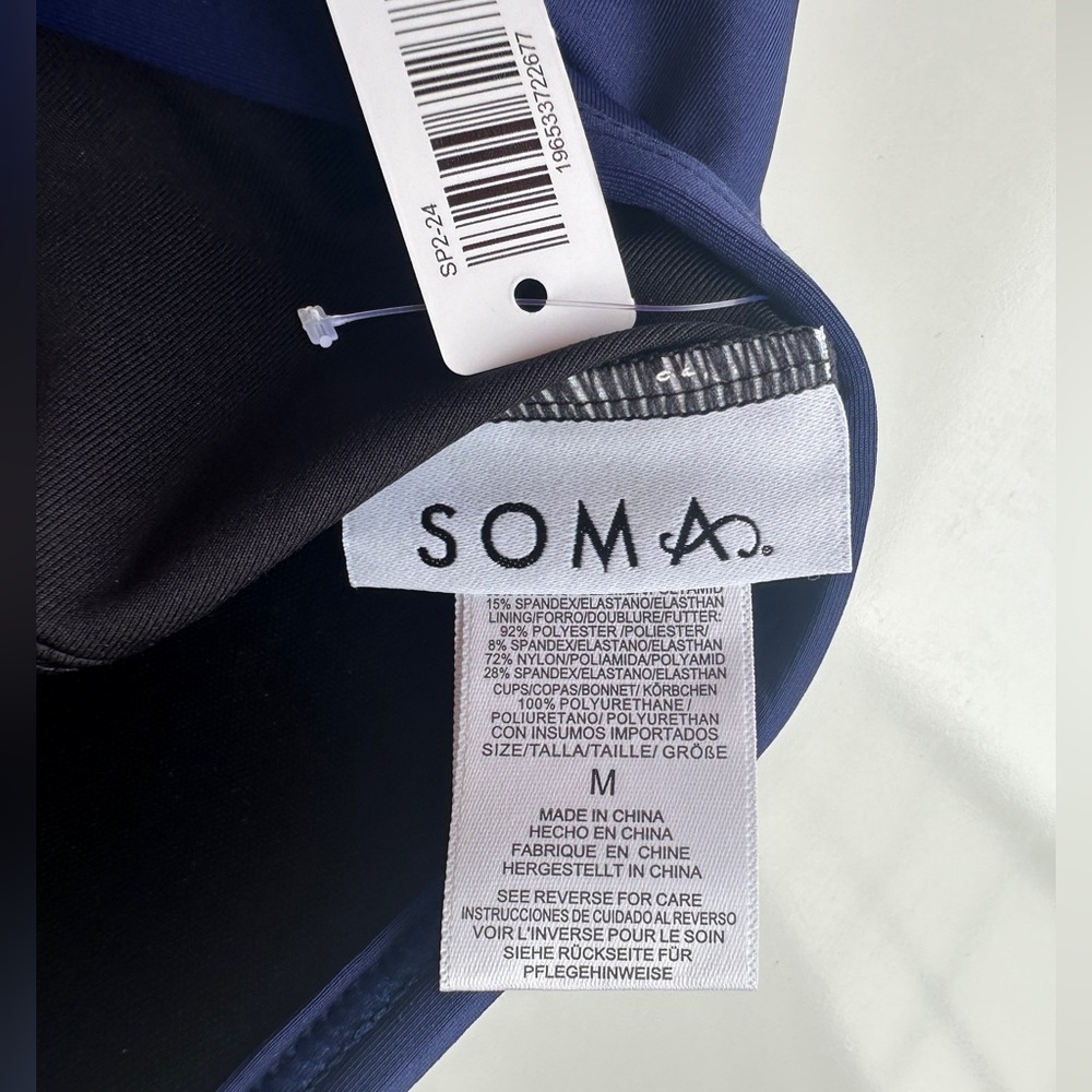 NWT Soma Swim Twist Tankini True Blue Underwire Bathing Suit Top Women’s Medium - Picture 4 of 8